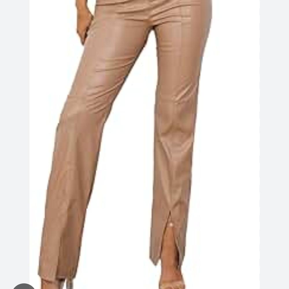 Missguided + Tan Straight Leg Pants Tailored Fit. Size 8